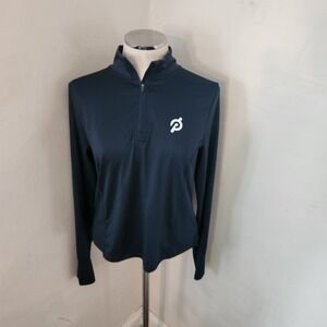 Peloton Womens Quarter Zip Pullover Green Blue Long Sleeve Activewear Top Size M